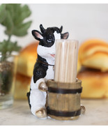 Ebros Farm Bovine Holstein Cow By Wood Barrel Toothpick Holder With Toot... - $14.99