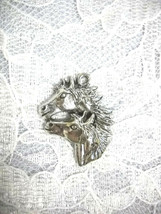 Equestrian Horse Heads Mother &amp; Baby Pewter Pendant Adj Necklace Animal - £7.95 GBP
