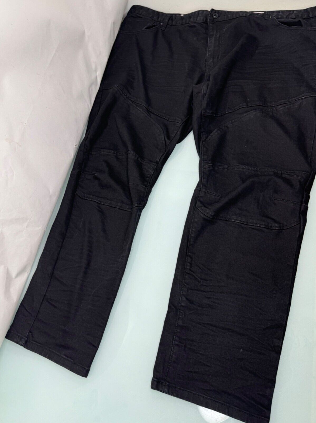 Smoke Rise Men Jeans 46X32 ( Actual 50X30 ) Black Stretch Denim Moto - $29.67