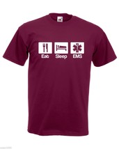 Mens T-Shirt Quote Eat Sleep EMS, Emergency Medical Service Hospital Tshir - £18.90 GBP