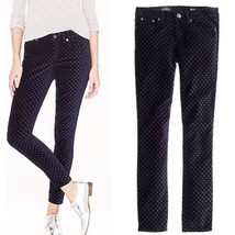 J. CREW Navy Toothpick Velvet Polka Dot Ankle Jeans Pants Size 28 fall w... - $25.00