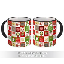 Holiday Cheer Pattern : Gift Mug Christmas Wishes Poinsettia Santa Cute Garland  - £12.45 GBP