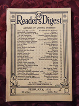 Readers Digest February 1932 J B Priestley Zona Gale Stuart Chase Paul Gallico - £8.58 GBP