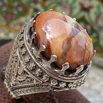 magic yemeni 925 sterling Silver mens ring Natural healing Agate Aqeeq عقيق عطف - £59.34 GBP