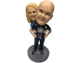 Custom Bobblehead Super Policeman And Happy Bride Posing For A Picture - Wedding - £122.25 GBP