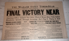 Wabash, IN Daily Times-Star, November 7, 1918 - Final Victory Near - £15.44 GBP