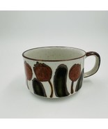 Vintage 70s Otagiri Style Floral Brown Handle Stoneware Soup Wide Mouth Mug - £9.40 GBP