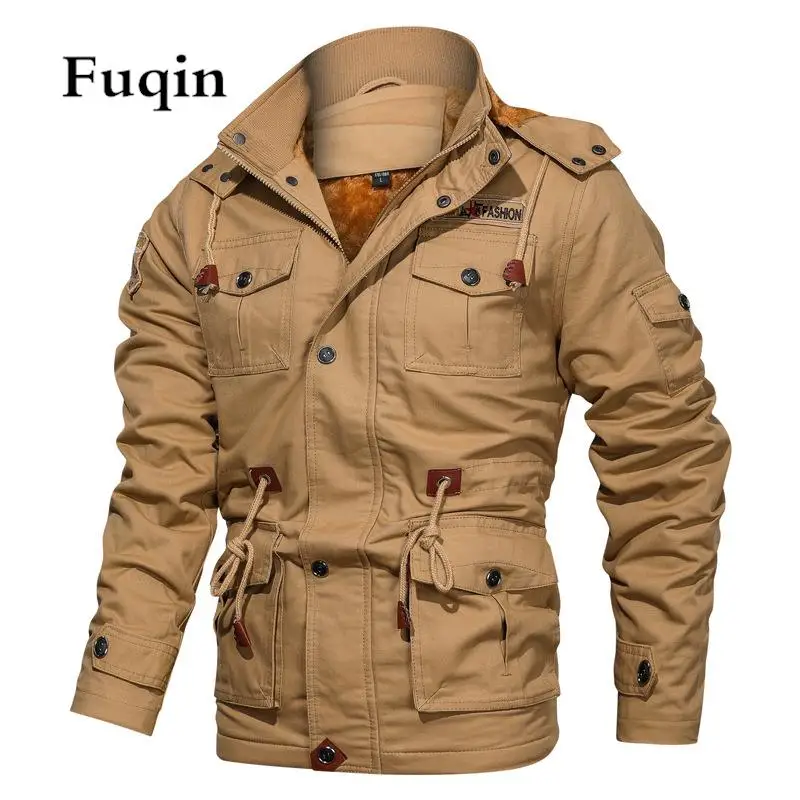 Men&#39;s Winter Cotton Cargo Jackets Multi-Pocket Windbreaker Fleece Lined ... - $446.28