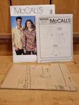 McCalls Misses and Men&#39;s Shirts #M6086 Size XX (SML-MED-LRG) Long Sleeve Button - £14.52 GBP