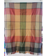 Churchill Weavers Handwoven Throw Red Green Yellow Plaid Fringed Vintage... - £79.48 GBP