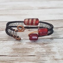 Vintage Bracelet - Wire Wrapped with Red Beads - £11.18 GBP