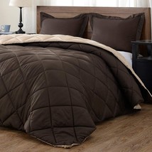 Down Alternative Reversible Comforter In Brown And Tan With A Lightweigh... - £36.75 GBP