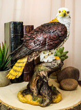 Wildlife Bald Eagle On Tree Stump Statue Birds Of Prey Figurine 10&quot;H - $29.99