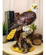 Wildlife Bald Eagle On Tree Stump Statue Birds Of Prey Figurine 10&quot;H - $40.73 CAD