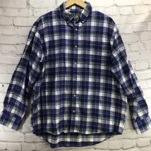 Cabelas Flannel Shirt Mens Size L Large Blue Plaid Outdoors - £17.10 GBP