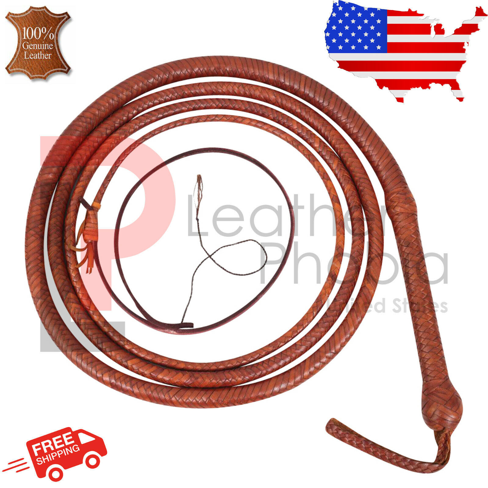 Kangaroo Hide Bull Whip 06 Feet Long 16 Plaits Brown Indiana Jones Bullw... - $42.06