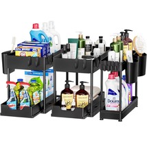 3 Pack Under Sink Organizer Pull Out Under Sink Storage, 2 Tier Multi-Purpose Sl - £39.29 GBP