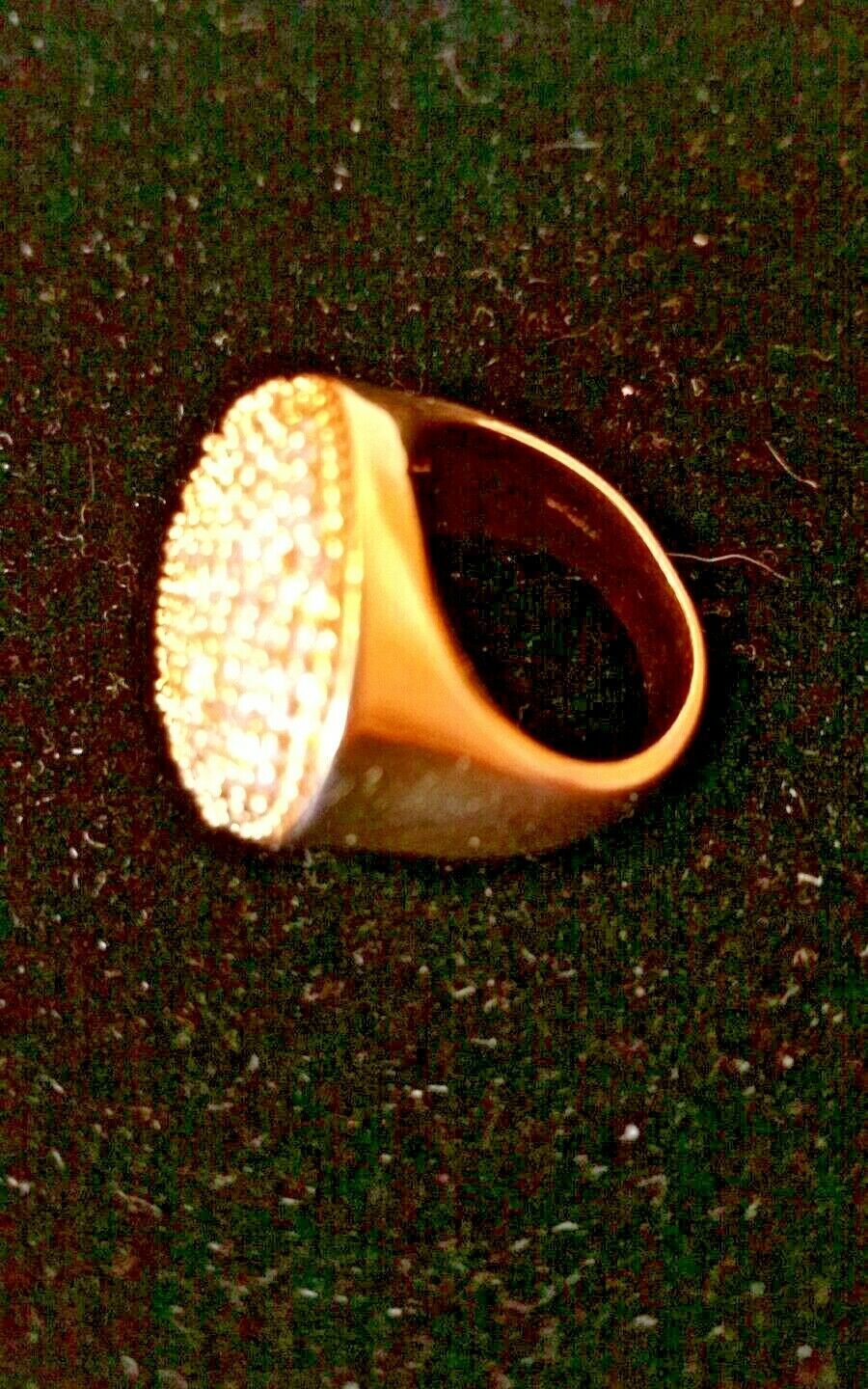 Size 6 Unbranded Yellow Gold Tone Round Dome Ring Clear Prong Set Pave Stones Item image 12