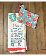 Pioneer Woman Animals Kitchen Towels  2 Pack &amp; Vintage Floral Cosmetic B... - $20.51 CAD