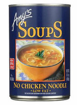 Amy&#39;s Organic Low Fat No Chicken Noodle Soup, 14.1 oz Can, Case of 12 vegan - £62.11 GBP