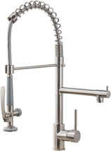 Kitchen Sink Faucet With Sprayer Brushed Nickel Commercial Pull Down NEW - £102.05 GBP