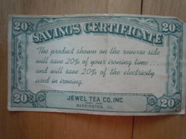 Vintage Jewel Tea Co Inc Savings Certificate  - £3.18 GBP