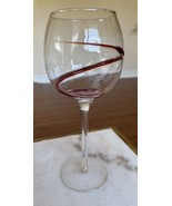 Pier 1 Red Swirline Balloon Wine Glasses Hand Blown Vintage Goblets - $30.07 CAD
