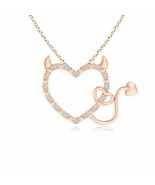ANGARA Natural Diamond Devil Heart Pendant Necklace in 14K Gold (HSI2, 0.08 Ctw) - $426.55