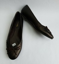 Chaps Shoes Brown Flats Ballet Slip On Bow Amelia Womens Size 8 B - $34.61