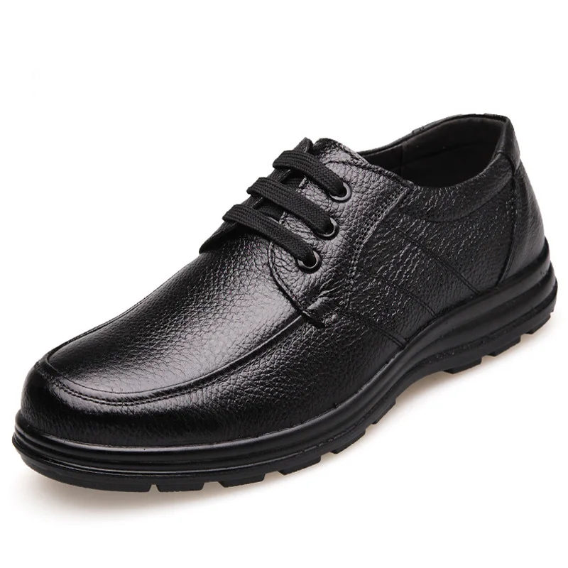 Hoes flat mens casual shoes cowhide business brand male footwear soft comfortable black thumb200
