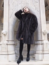 Dark Ranch Black Mink Fur Jacket Coat L/XL Fast Shipping - $589.00