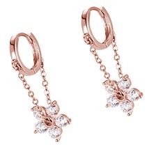 Reffeer 925 Sterling Silver Flower Chain Drop Earrings Hoop - $51.49