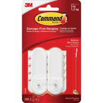 Command Medium Wire Hooks White 2 Hooks 4 Strips 17068ES-2PK - $195.85 Command Medium Wire Hooks White 2 Hooks 4 Strips 17068ES-2PK - $195.85 MXN