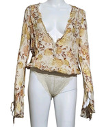 Free People Intimately Everythings Rosy Floral Bodysuit Tea Comb Beige F... - $29.31