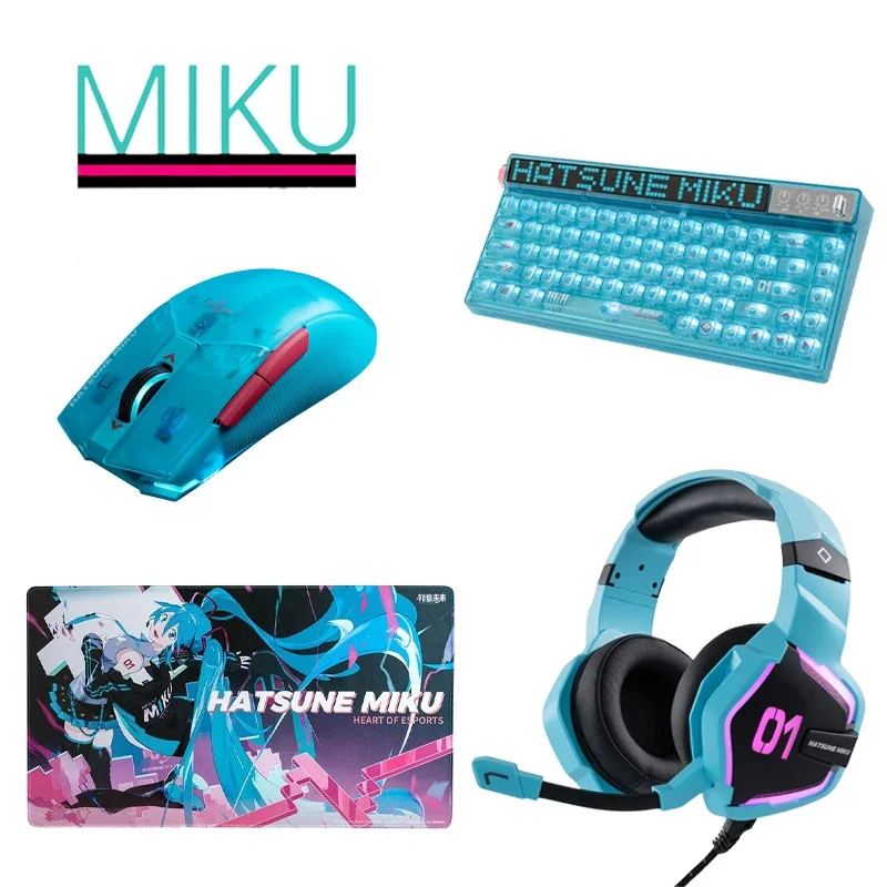 Hatsune Miku Gaming Headphones Mouse Anime Peripherals Cute Cartoon Mouse Pad - £33.61 GBP+