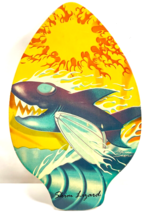 Vintage Skim Lizard Surf Boogie Board Wood Michael Searle Shark Graphic ... - £31.15 GBP