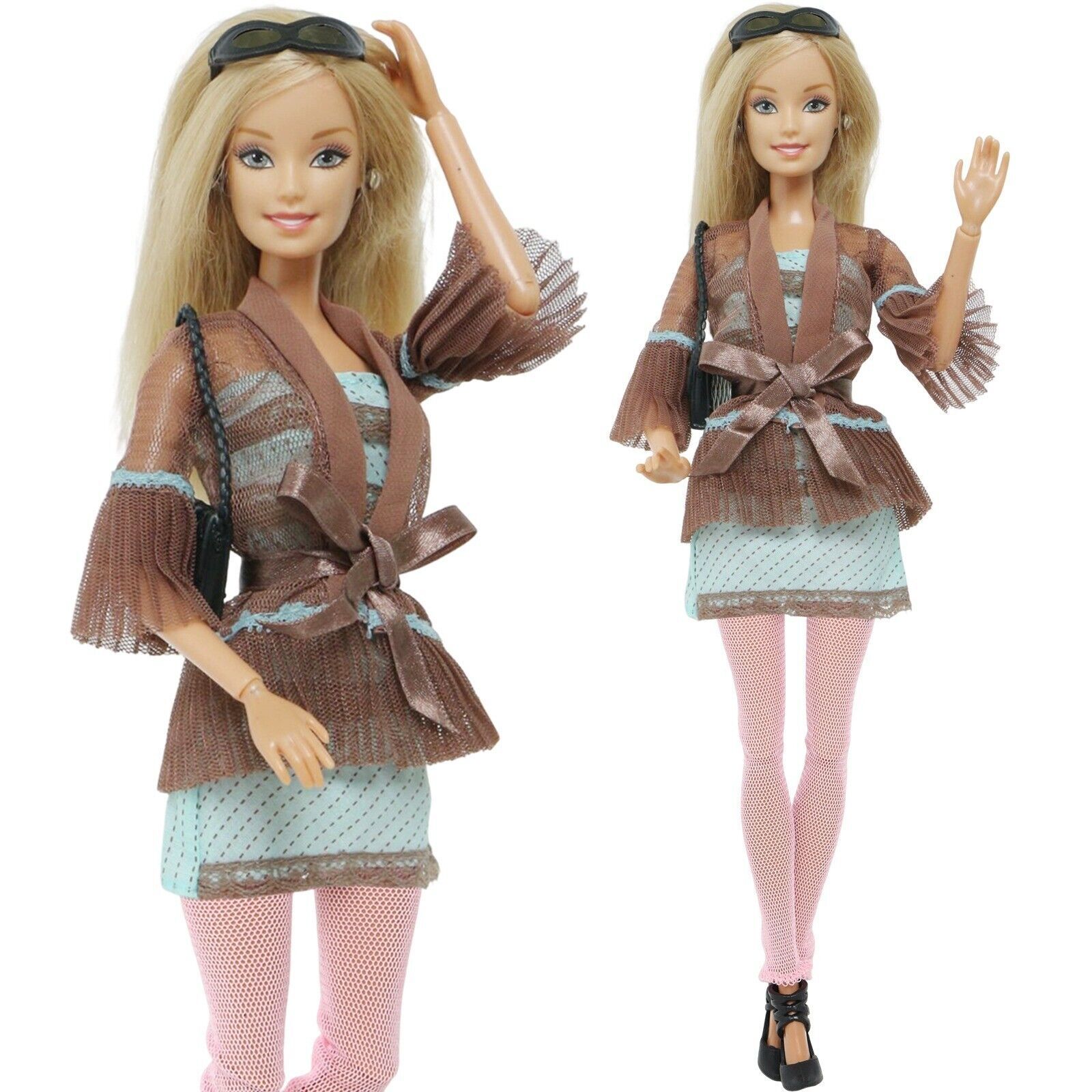 Primary image for Elegant Doll Outfit Dress Coat with Shoes Bag Stockings Glasses For Barbie Doll