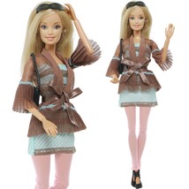 Elegant Doll Outfit Dress Coat with Shoes Bag Stockings Glasses For Barb... - $12.77