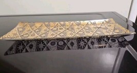 Gold-Embossed Glass Tray w/ Weave Pattern 12&quot; Long x 5&quot; Wide x 3/4&quot; Tall... - $237.75 MXN
