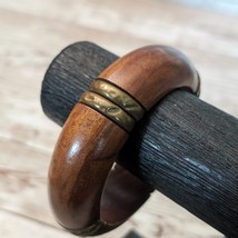 Vintage Bracelet / Bangle Chunky Wood and Brass? - £11.87 GBP