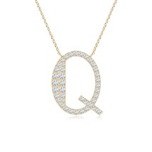 ANGARA Lab-Grown 0.31Ct Diamond Capital &quot;Q&quot; Initial Pendant Necklace in 14K Gold - £525.48 GBP