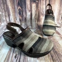 BOC Born Concept LYZA Womens Size 9 Brown Stripe Fabric Slingback Clogs Shoes - £18.81 GBP