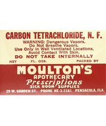 1 Vintage Pharmacy Label CARBON TETRACHLORIDE Moulton&#39;s Apothecary Pensa... - $589.11 MXN