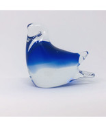 Handmade Glass Bird Figurine Paperweight Hand Blown Azure Blue Clear 3.2... - €9,07 EUR