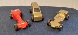Lot of 3 Vintage 70s Homemade Boy Cub Scouts Pinewood Derby Wooden Racing Cars - £14.88 GBP