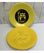 Fiestaware HALLOWEEN WHOO OWL &amp; BOO Witch lunch plates 9&quot; FIESTA - $68.94 CAD