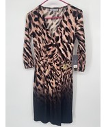 NWT Jennifer Lopez Coral Black Animal Print 3/4 Sleeve Knee Length Dress... - €8,56 EUR