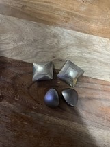Vintage Earrings - 2 PAIR SILVER TONE CLIP CLASSIC BUTTON - $13.00 CAD