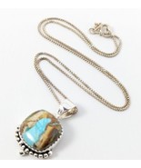 Sterling Silver Turquoise Color Pendant Necklace 16&quot; 925 – 5.5g - €34,14 EUR