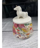 Opalhouse Unicorn Canister Ceramic Trinket Jar with Lid Floral Pinks Orange - $209.07 MXN